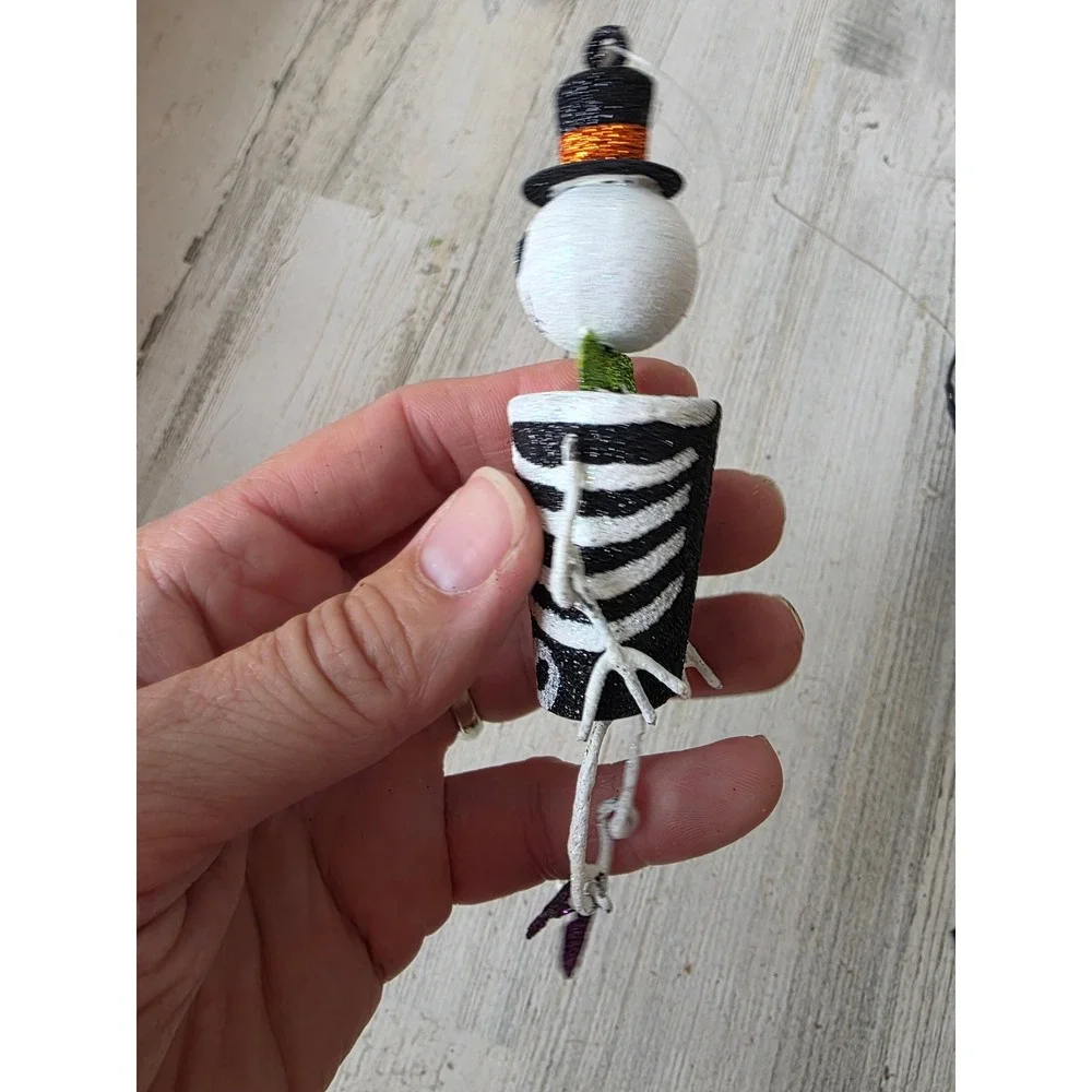 Vintage Pier 1 skeleton jointed glitter ornament metal Xmas tree
